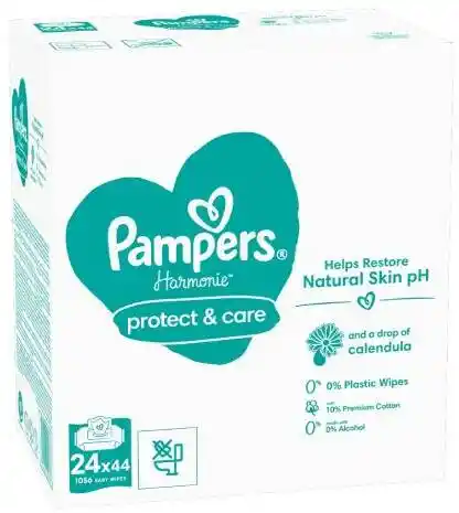 Pampers Harmonie Protect&Care Chusteczki nawilżane 24x44szt