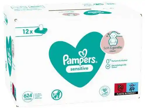 Pampers Sensitive Chusteczki nawilżane 12x52szt