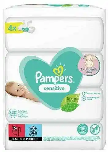 Pampers Sensitive Chusteczki nawilżane 4x80szt