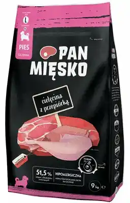 Pan Mięsko Large Puppy, cielęcina z przepiórką - 9 kg