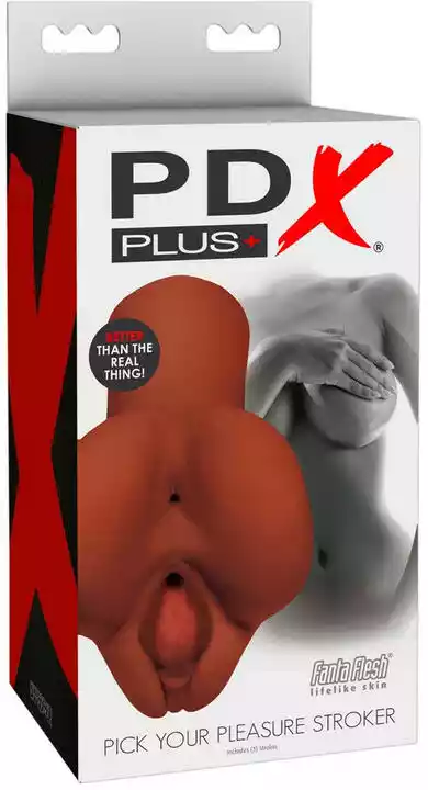 PDX Pick Your Pleasure Stroker - realistyczny masturbator 2 w 1 (brązowy)