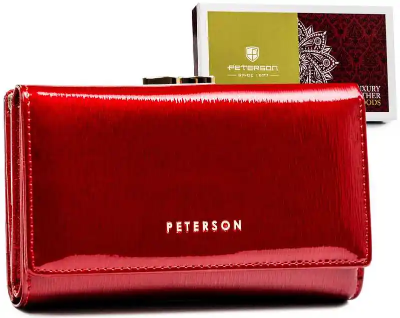 Peterson Portfel damski skórzany PTN 42108-SH RED czerwony