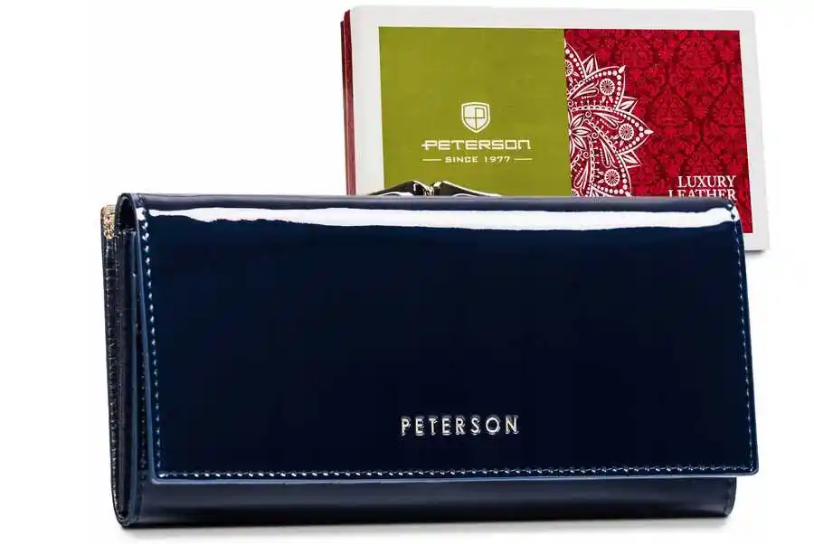 Peterson Portfel skórzany PTN BC-721-1437 NAVY granatowy