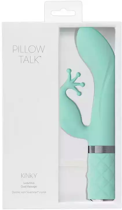 Pillow Talk Kinky - ładowalny wibrator punktu G z dwoma morotami (turkusowy)