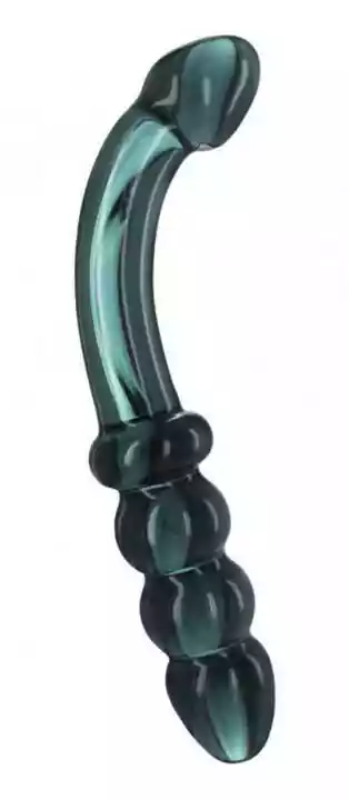 Prisms Erotic Glass Prisms Hamsa - szklane dildo z podwójnym końcem i punktem G (jadeitowa zieleń)