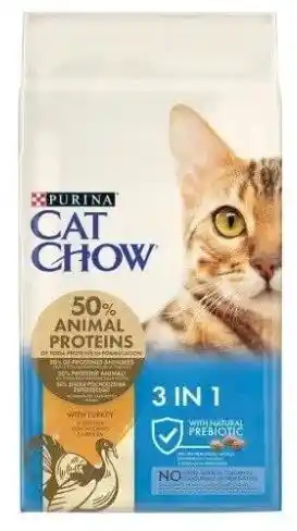 Purina Es Purina Cat Chow Karma dla dorosłych kotów 3 w 1 pielęgnacja moczu kulki do włosów dentystyczne z wołem worek 15 kg sucha