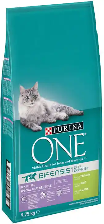 Purina ONE Bifensis Krokiety Delikatny Kot Bogaty w indyka i ryżu - 9,75 kg karma sucha