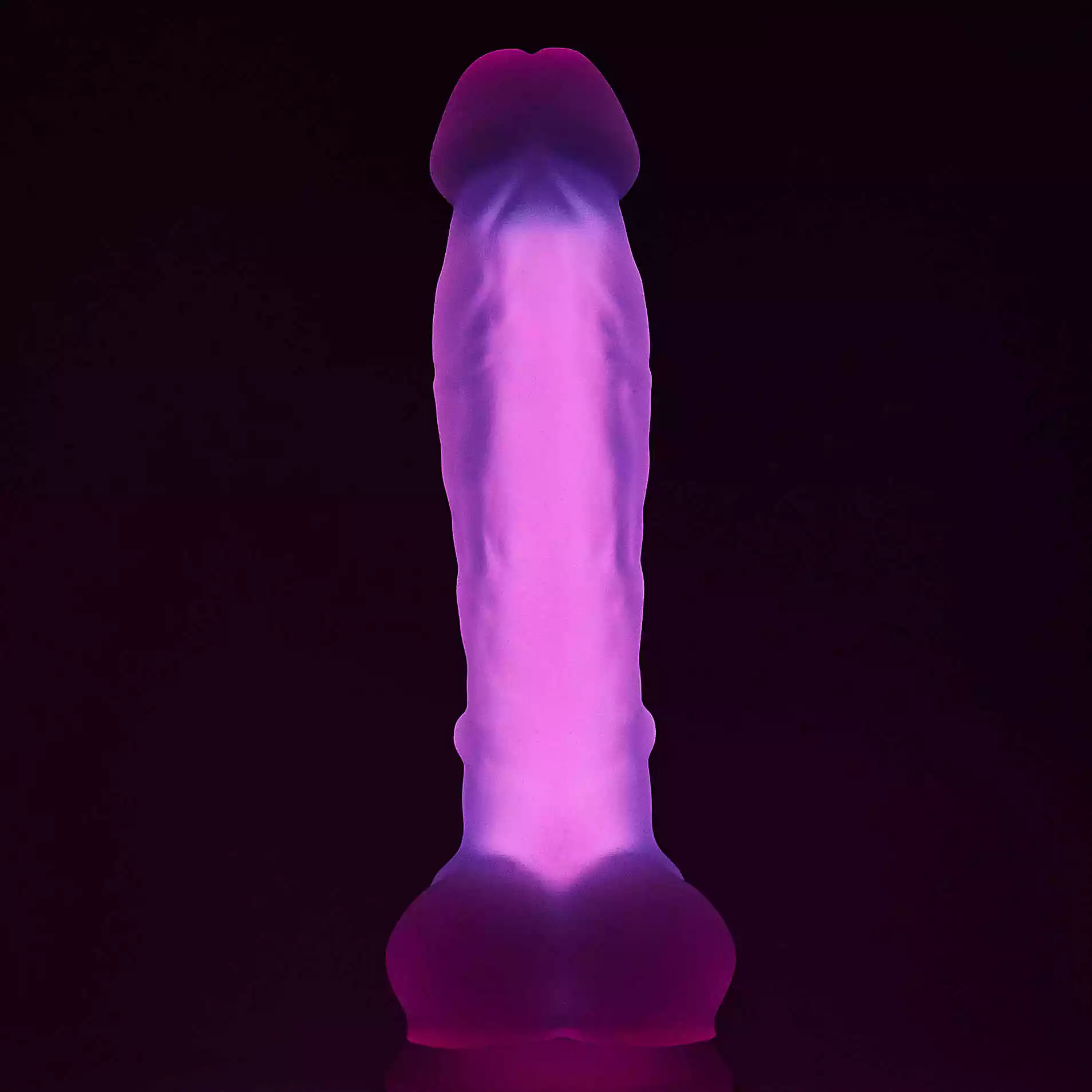 Radiant Glow In The Dark Dildo Large Pink - Dildo na przyssawce świecące w ciemności, Różowy