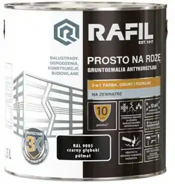 Rafil emalia prosto na rdzę czarny głęboki półmat 2,5 L