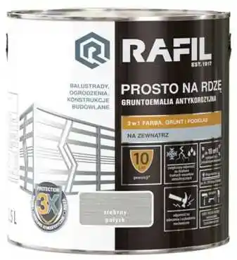 Rafil emalia prosto na rdzę srebrny połysk 2,5 L