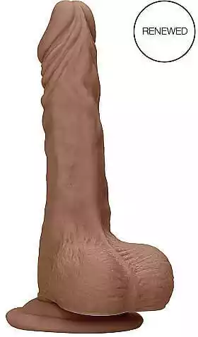 Realrock Dong 10 - realistyczne dildo z jądrami (25 cm) - ciemny naturalny