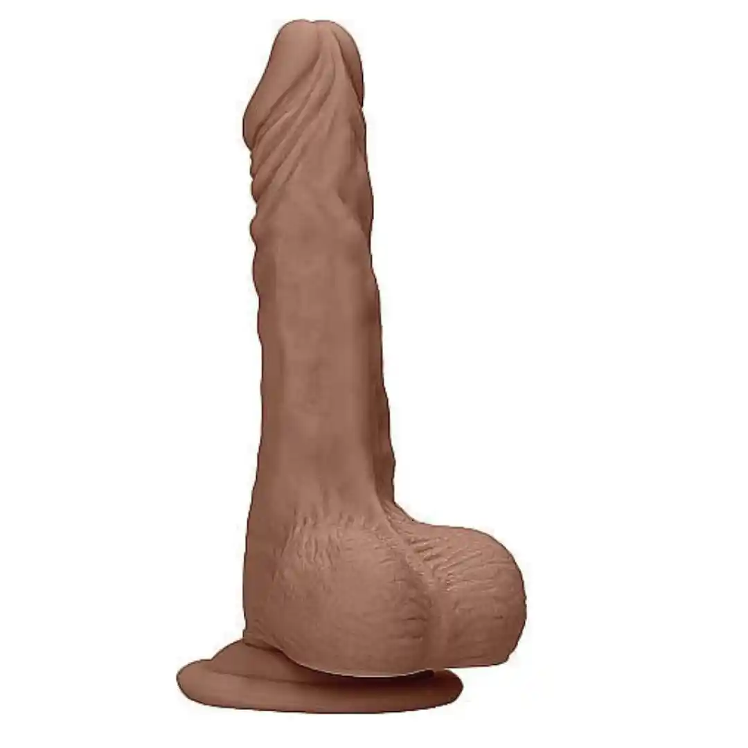 Realrock Dong 8 - realistyczne dildo z jądrami (20 cm) - ciemny naturalny