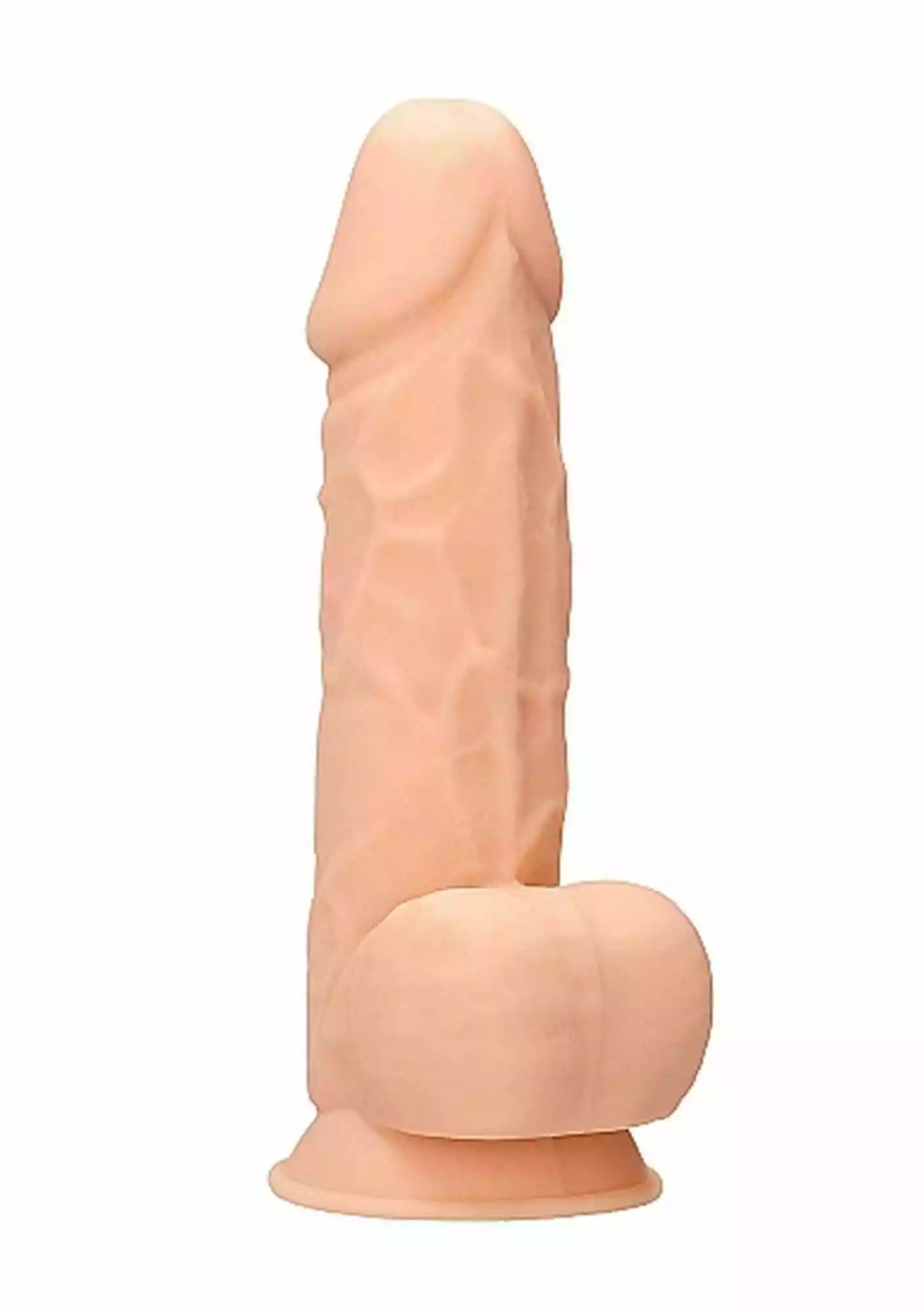 Realrock Silikonowe Dildo na Przyssawce z Jądrami 21,6cm Cielisty