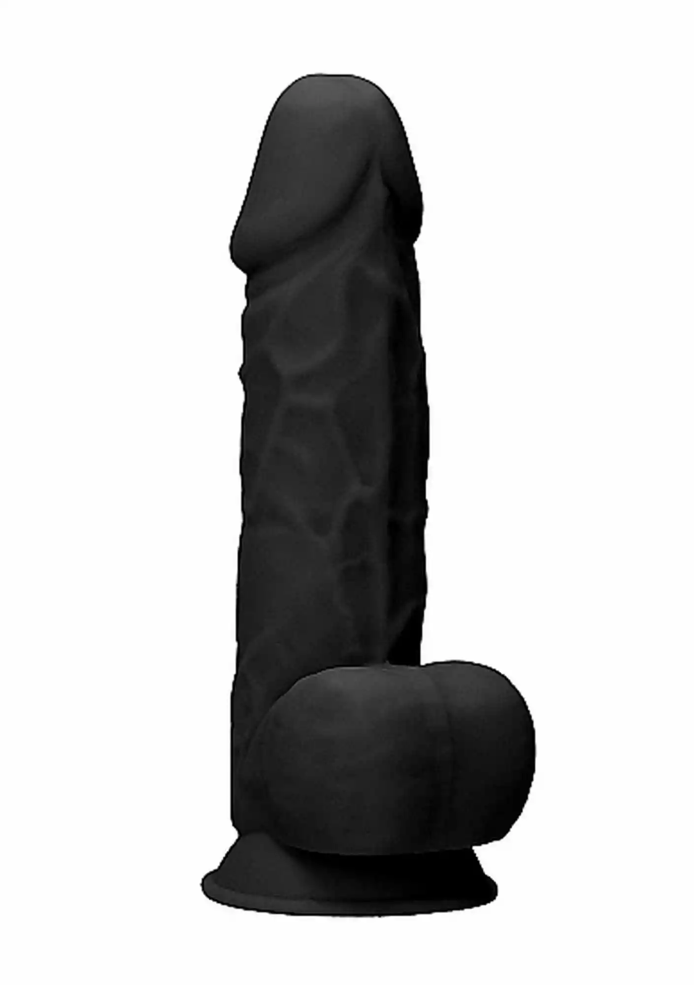 Realrock Silikonowe Dildo na Przyssawce z Jądrami 21,6cm Czarny