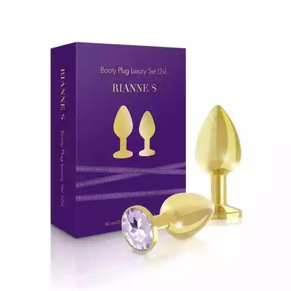 Rianne S Zestaw korków - Booty Plug Luxury Set 2x Gold