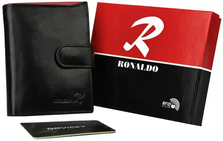 Ronaldo Portfel czarny na zatrzask N4L-VT BLACK-RED