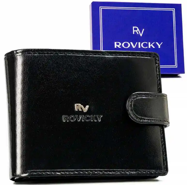 Rovicky Portfel skórzany RV-70616-9-BCA czarny