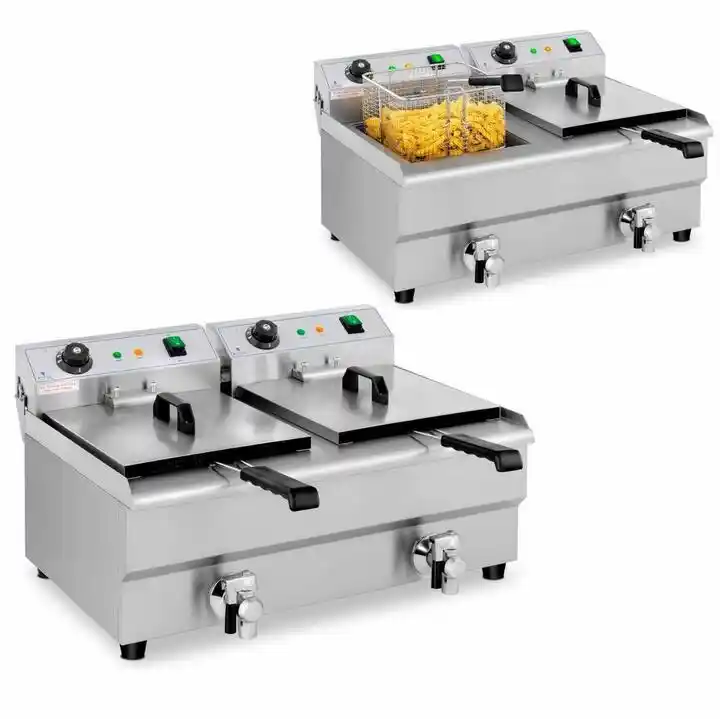 Royal Catering Frytownica elektryczna - 2 x 13 l - kurki spustowe - 230 V RCEF 13DB