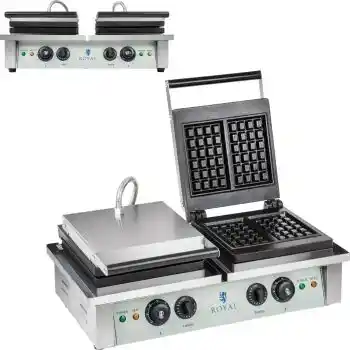 Royal Catering Gofrownica - 2 x 2000 W - prostokątna RCWM-4000-E