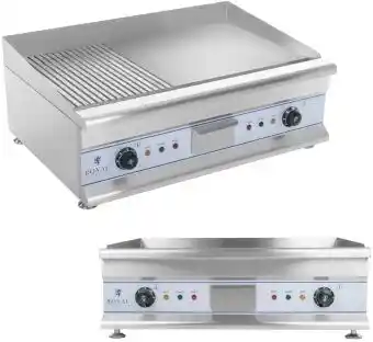 Royal Catering Płyta grillowa - 75 cm - gładka/ryflowana - 2 x 3200 W RCG 75G