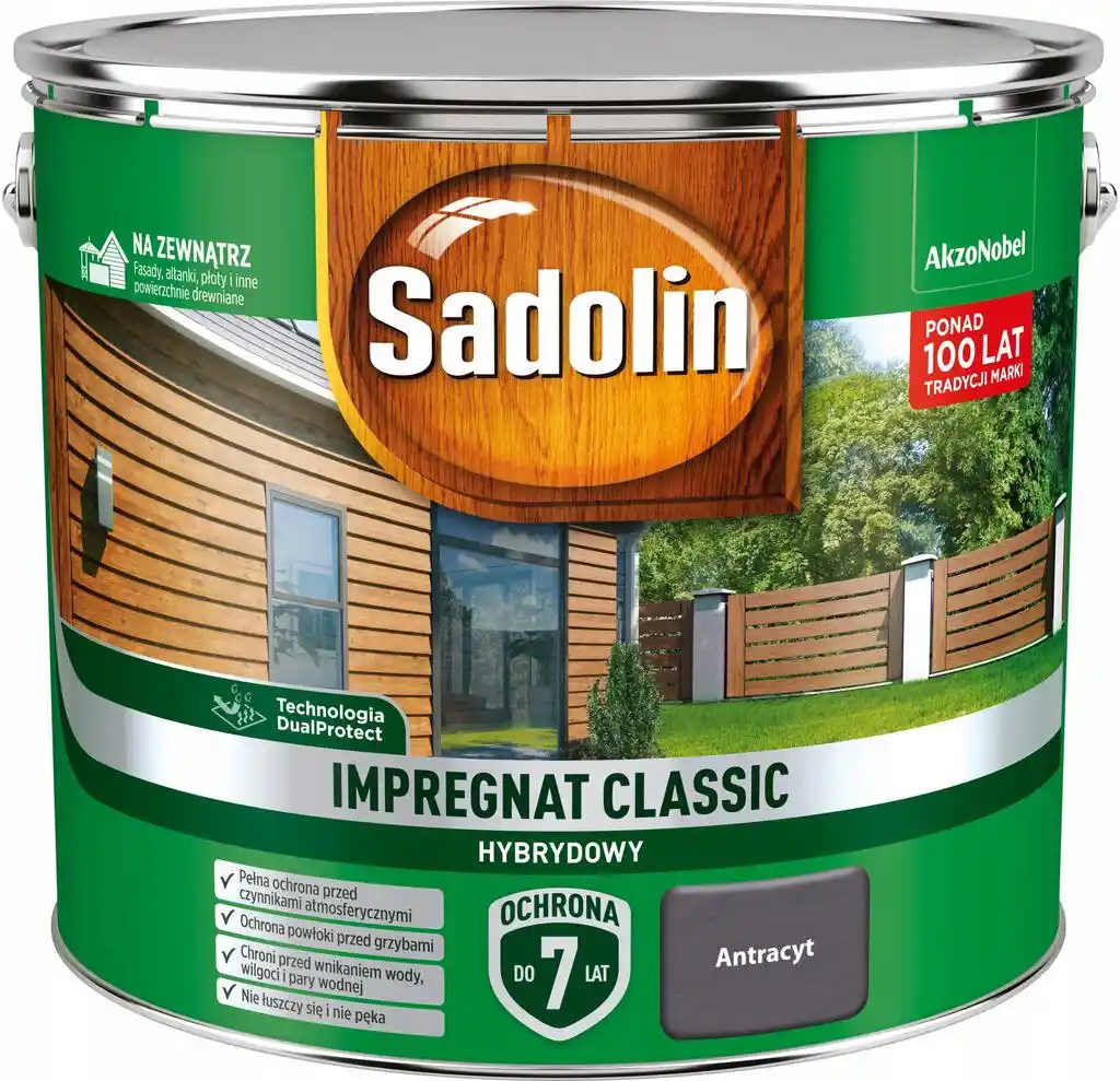 Sadolin Impregnat Classic Hybrydowy Antracyt 9L