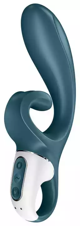 Satisfyer Hug Me - inteligentny wibrator akumulatorowy z różdżką (szaro-niebieski)