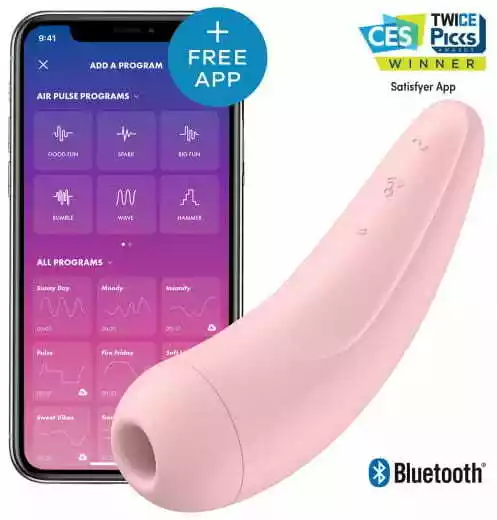 Satisfyer Sterowany aplikacją bezdotykowy masażer łechtaczki Curvy 2 plus różowy