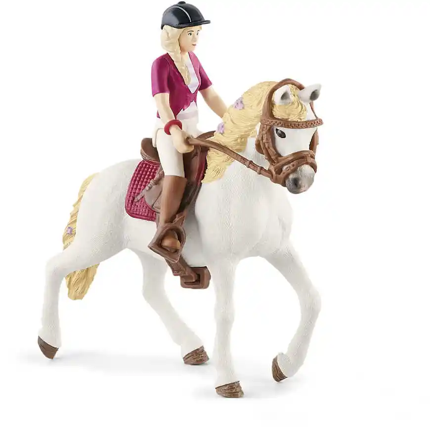 Schleich 42540 Blondynka Sofia z ruchomymi stawami na koniu, 15 cm