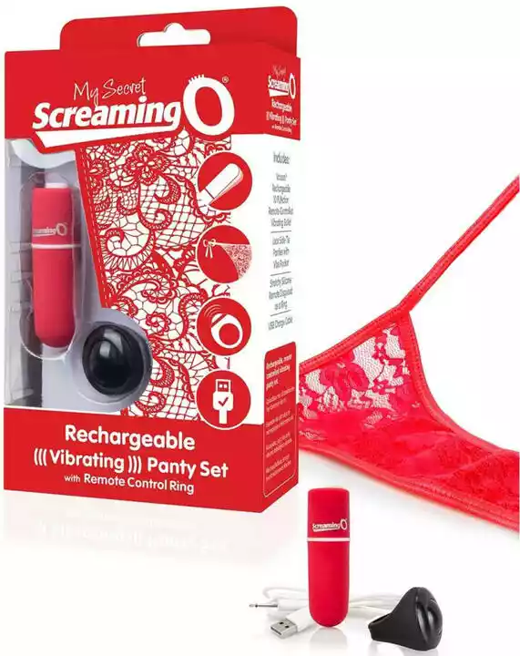 Screamingo Screaming O Panty Set - radiowy zestaw wibrujący na baterie - czerwony (S-L)