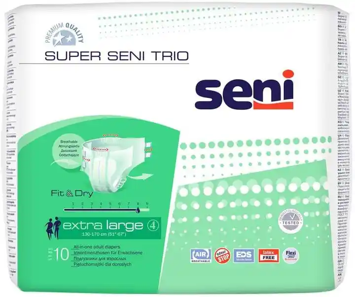 Seni Super Trio pieluchomajtki dla dorosłych Extra Large XL 10szt