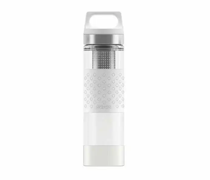 Sigg Termos szklany WMB z zaparzaczem HOT & COLD Glass 400 ml (Biały)