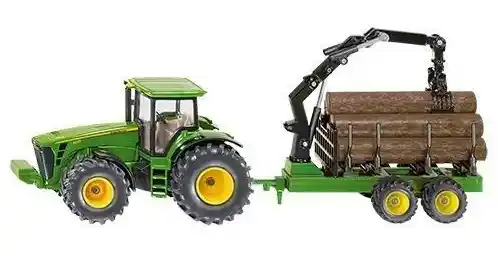 Siku 1954 Traktor John Deere z przyczepą leśną