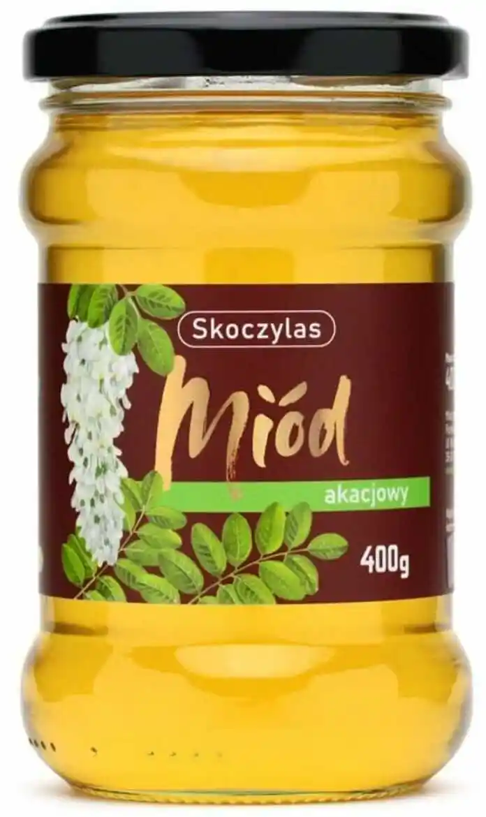 Skoczylas miód akacjowy - delikatny słodki smak - płynny 400g