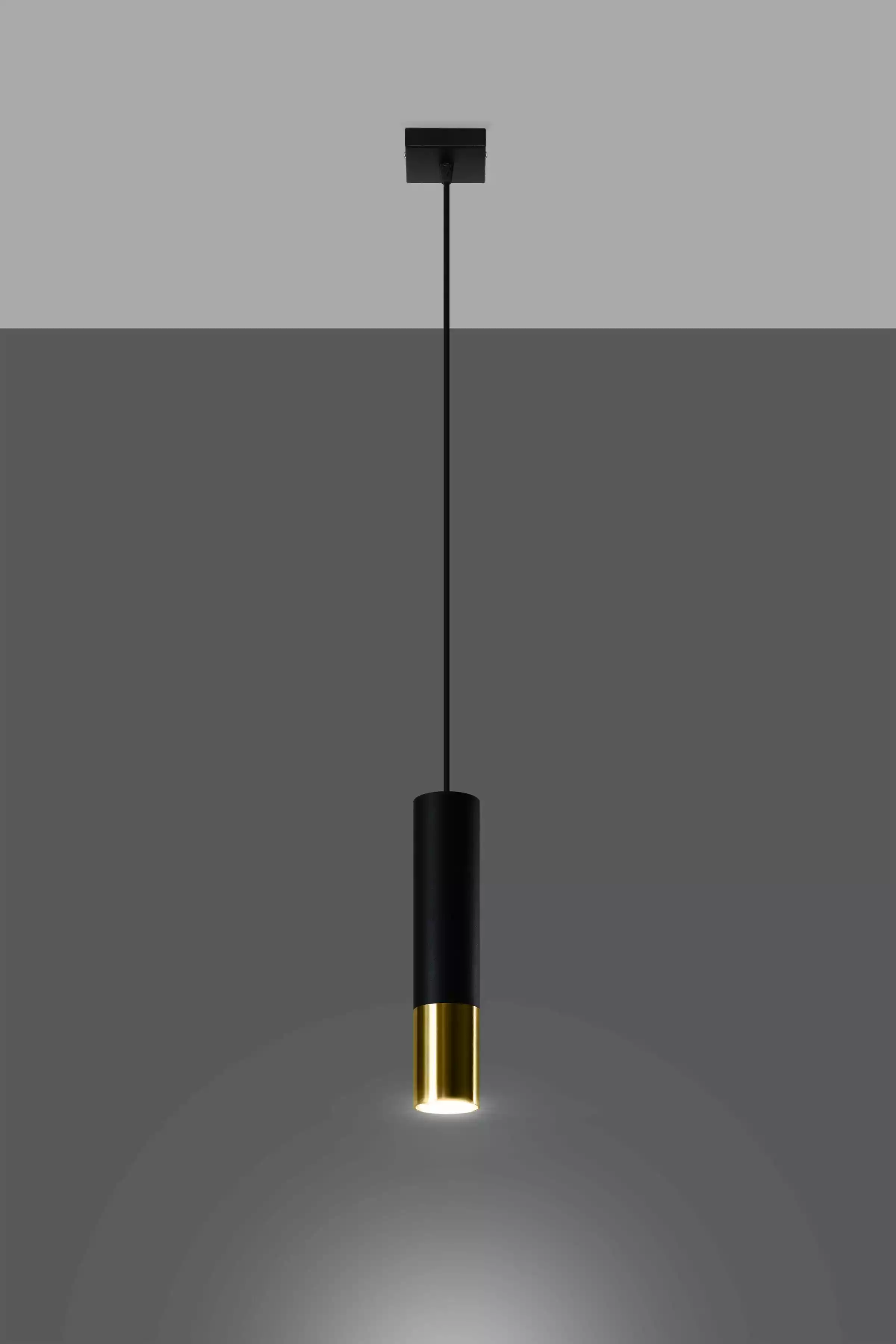 Sollux Lopez lampa wisząca czarno złota tuba SL.0952