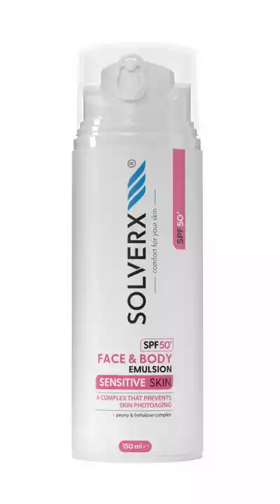 Solverx Sensitive Skin emulsja ochronna do twarzy i ciała SPF50+ 150ml