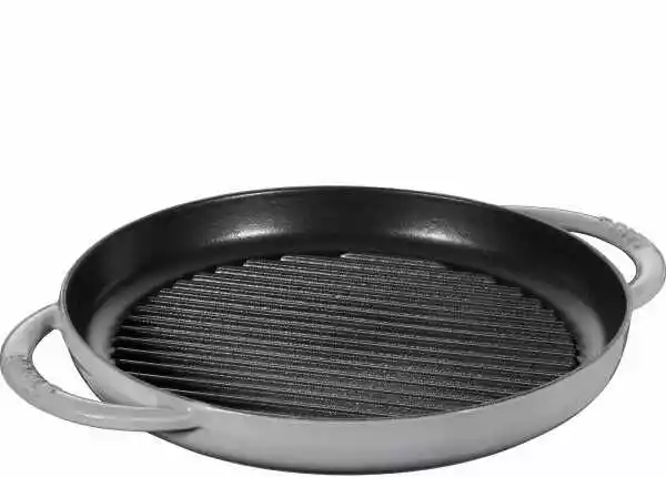 Staub 40509-522-0 Okrągła Patelnia żeliwna Grillowa Z Dwoma Uchwytami 26cm