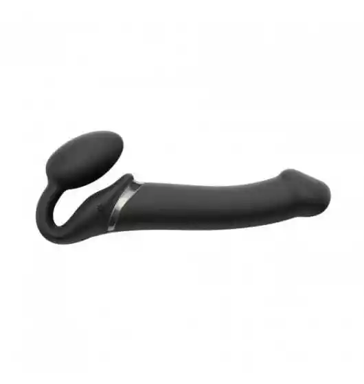 Strap-on-me 3 Motors Vibrating Silicone Bendable Strap-On Black L