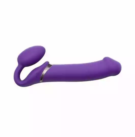 Strap-on-me 3 Motors Vibrating Silicone Bendable Strap-On Purple XL