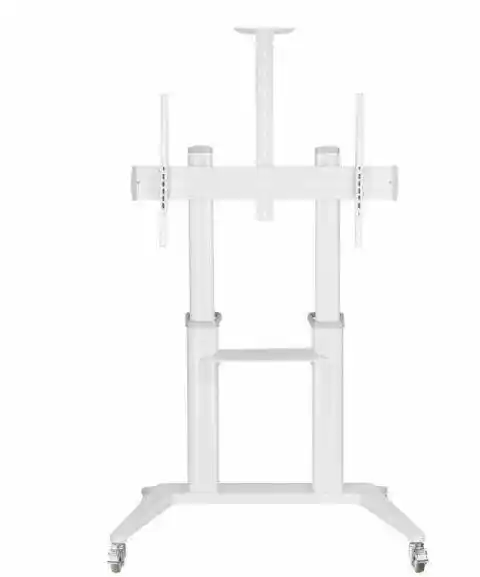 Techly Stojak mobilny 70 -120 , 140kg z półką, biały