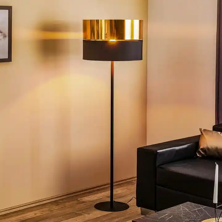 TK Lighting Lampa podłogowa HILTON BLACK/GOLD 5465