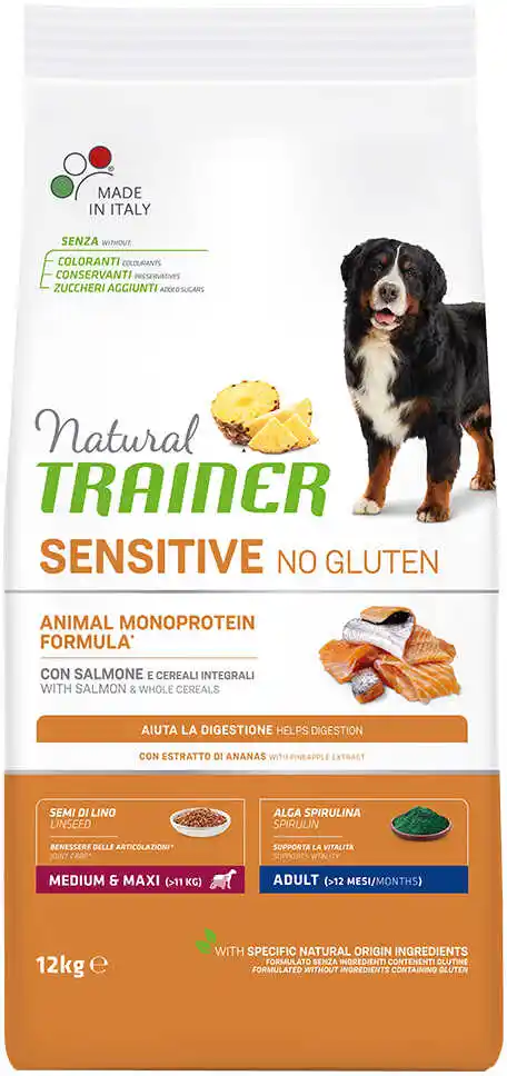 Trainer Natural Sensitive Natural Trainer Sensitive No Gluten Adult Medium/Maxi, łosoś - 12 kg