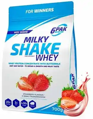 Trec Nutrition 6PAK Milky Shake Whey WPC 80 koncentrat białka serwatkowego - smak truskawkowy - 700g