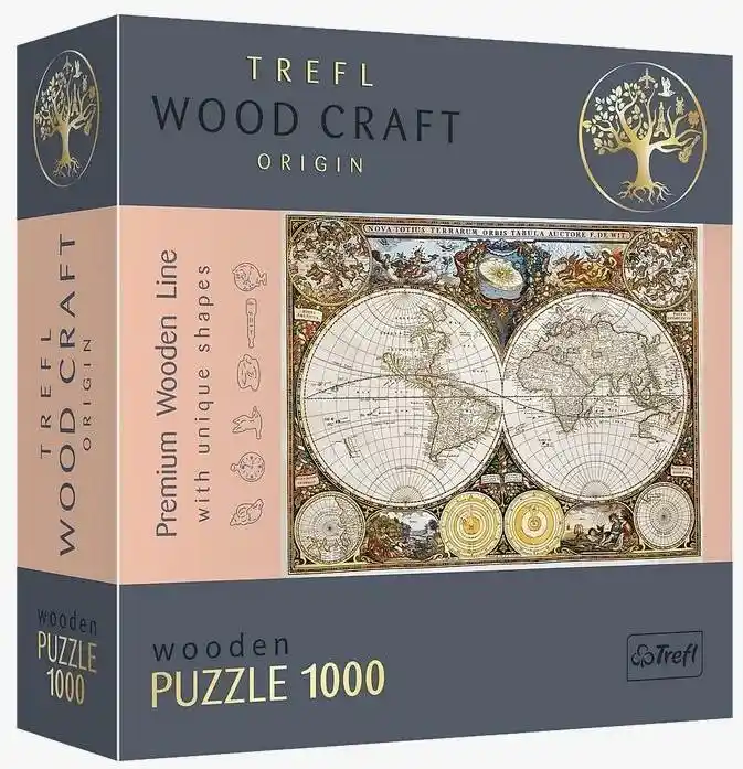 Trefl Puzzle Drewniane 1000 Antyczna Mapa Świata