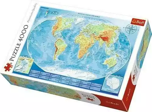 TREFL Puzzle Premium Quality Wielka mapa fizyczna świata 45007 (4000 elementów)