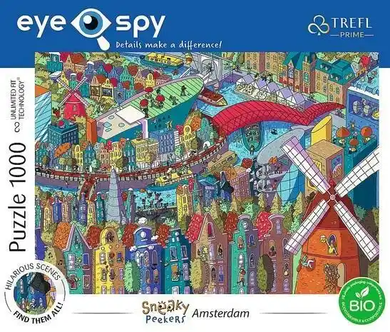 Trefl Puzzle Prime Unlimited Fit Technology Eye-Spy Sneaky Peekers: Amsterdam, The Netherlands 10710 (1000 elementów)