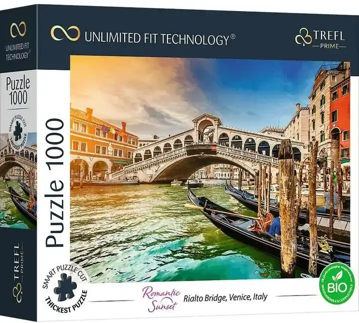 Trefl Puzzle Prime Unlimited Fit Technology Romantic Sunset Rialto Bridge Venice Italy 10692 (1000 elementów)