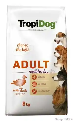 TROPIDOG Premium Adult Small Breeds z kaczką i ryżem 8kg