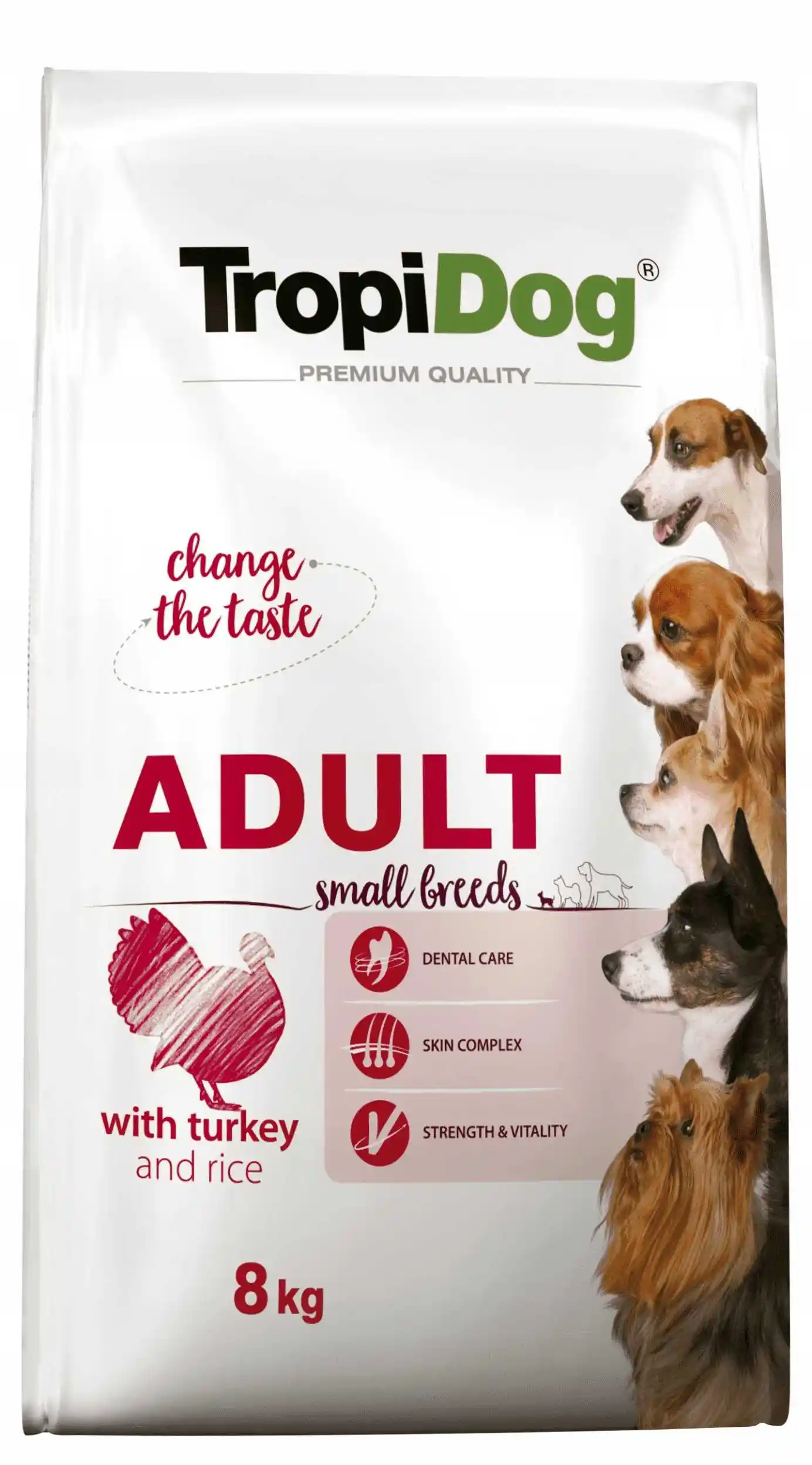 Tropidog Premium Adult Small, Indyk i ryż - 8 kg