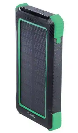 V-tac Power Bank 10000mAh Czarny Solarny Ładowanie Bezprzewodowe 2USB