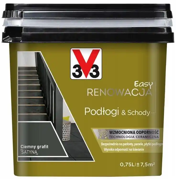 V33 Easy Renowacja Podłogi & Schody Ciemny Grafit 0,75L